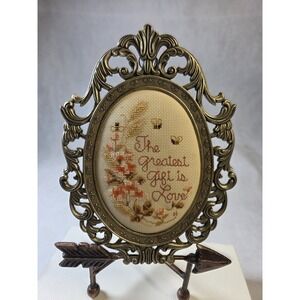 VTg Cross Stitch 10.5x7.5 Embroider Greatest Gift Is Love Metal Scroll Frame